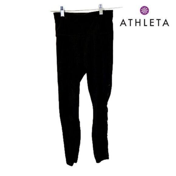 Athleta Workout Mesh Leggings Pockets Yoga Pants 4‎ Way Stretch Leggings - Picture 1 of 9